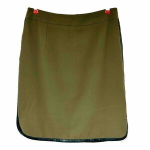 Cremieux Womens Skirt Sz. 4 Olive Green Faux Leather Accent Zipper Back NWT $79